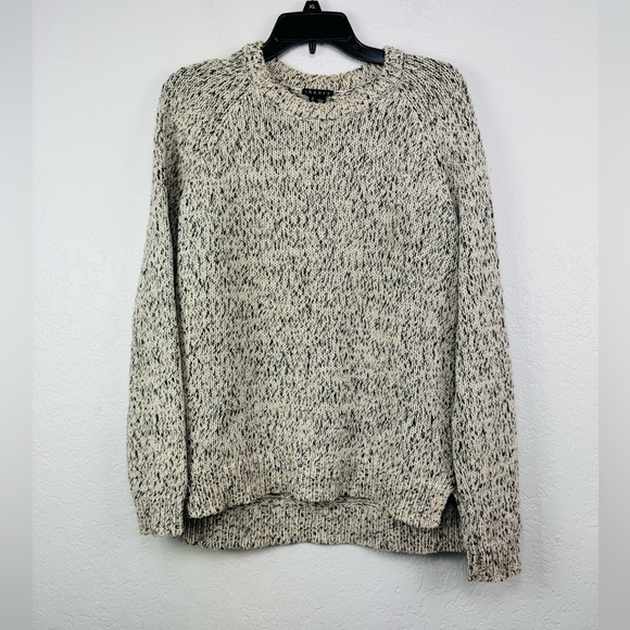 Theory Innis C Loryshare Marbled Knit Sweater in Ivory Ice/Charcoal - Picture 2 of 9